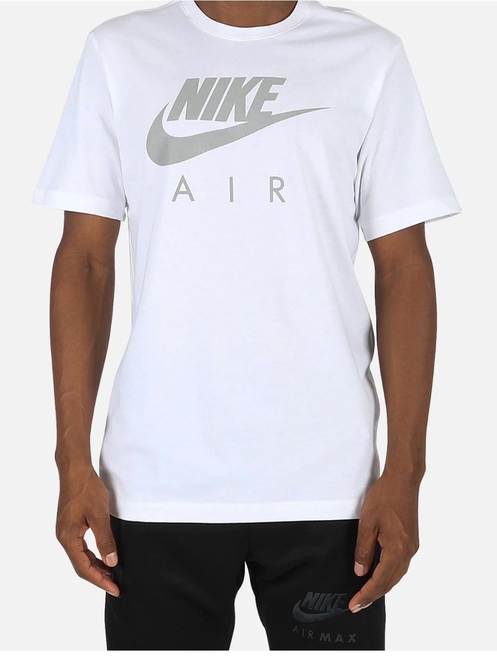 Nike white Crew Neck T-Shirt with Subtle Gray Print